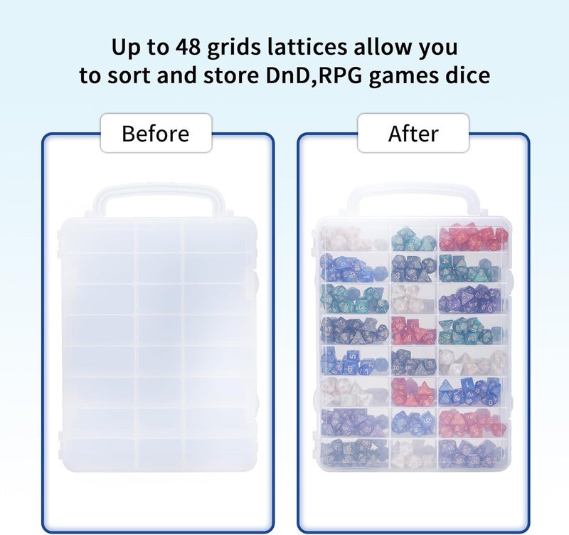 KISLANE Dice Storage Case for DnD Dice with Removable Dividers Holding up to 830 Dices, Dice Case for DnD Dice with Handle Great for Dice Collectors or RPG D&D Games (Tranparent) - Image 2